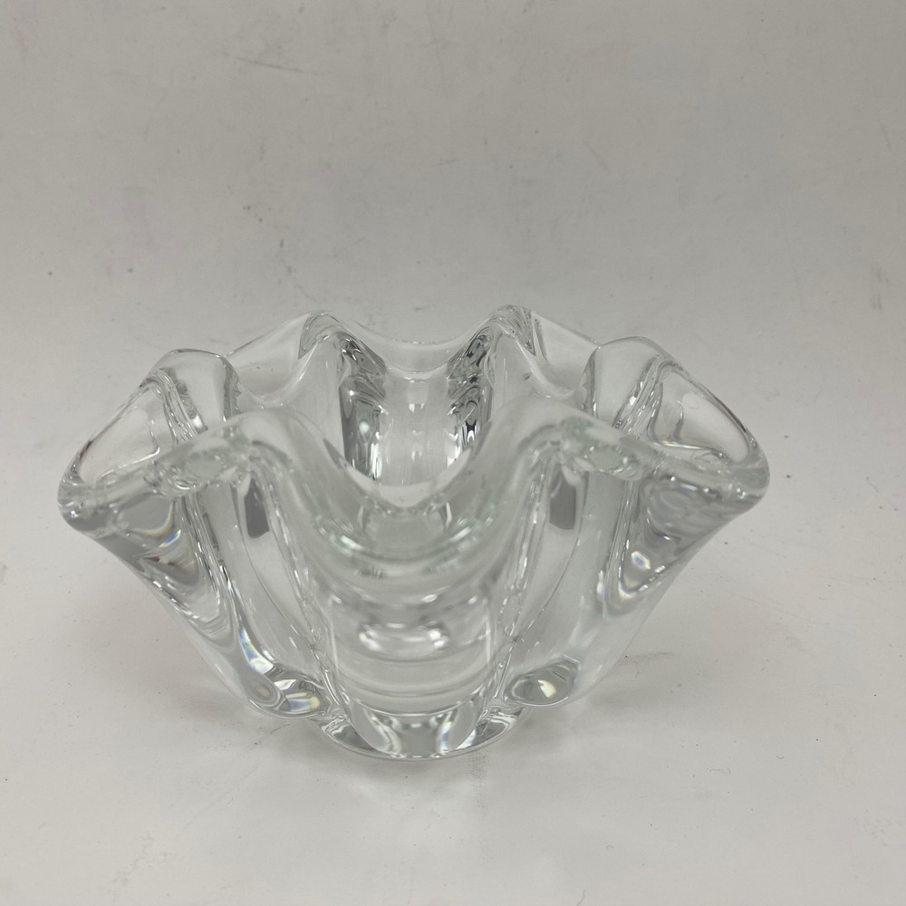 Art Vannes France Ruffled Star Lead Crystal Cigar Ash Tray Candle Holder MCM